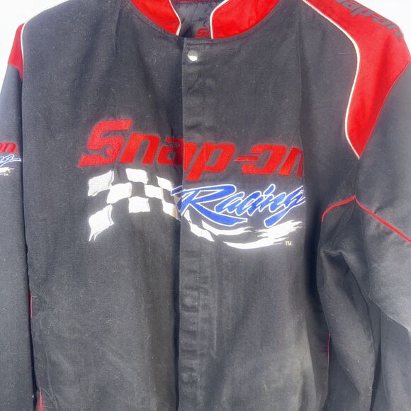 Snap-on Racing Jacket Mens XL, Black/ Red Embroidered Checkered Flag. - Picture 3 of 10